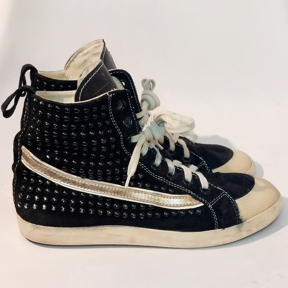 Primabase black suede & leather studded hi-top sneakers, EU40, EUC - Picture 6 of 16